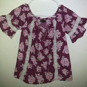 Size M 10/12 Girls Floral Tie Blouse